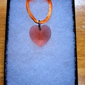 Sunset Peach Crystal Heart Necklace